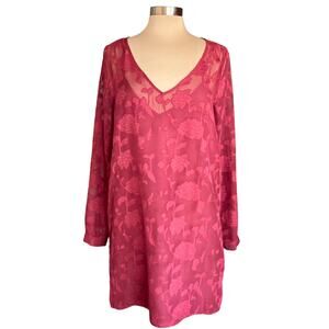 Jack by BB Dakota Burgundy Floral Lace Overlay Slip Dress LARGE Whimsygoth Fairy